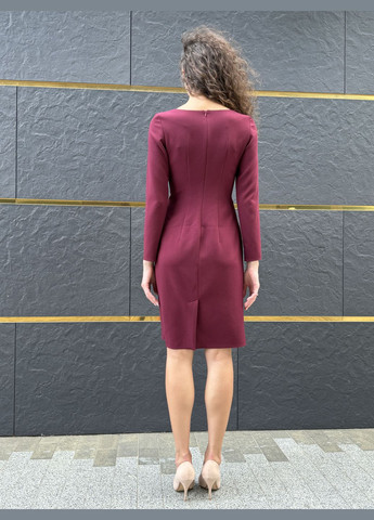 Темно-бордова ділова сукня темно-бордового кольору з декоративним паском 5800 Cat Orange