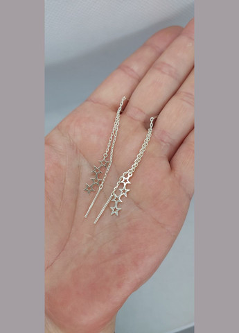 Сережки протяжки срібло 925 проби 4 зірки No Brand (329194846)