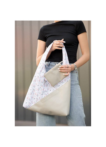 Женская сумка HOBO M белая с цветочным принтом. Sambag (369368702)