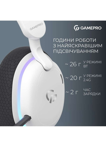 Гарнітура Asgard Bragi 7.1 RGB Tri-Mod White (HSW250W) GAMEPRO (322031280)