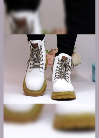 Білі жіночі черевики осінні весняні демісезонні на шнурках білого кольору на низькому ходу Viki черевики (279624899)