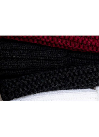 Женская вязаная шапка и снуд набор 3 шерсть 20% с отворотом Чёрный No Brand (364684928)