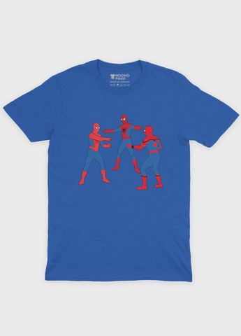 Синяя демисезонная футболка для мальчика с принтом супергероя - человек-паук (ts001-1-brr-006-014-097-b) Modno