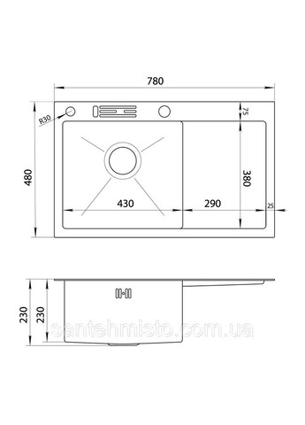 Комплект черной кухонной мойки и смесителя из нержавеющей стали NB-7848 Nett (353495568)