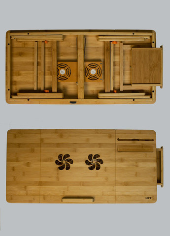 Бамбуковый столик для ноутбука с держателем для планшета и двойной столешницей T13 new UFT (303723989)