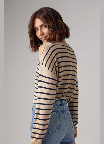 Жіночий смугастий лонгслів із розрізами на плечах Lurex (298730298)