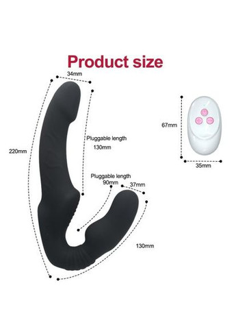 Страпон без ремней LoveRider Gold с вибрацией анатомический на пульте управления безременной Roger (303878461)