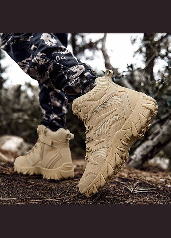 Ботинки тактические GZ702 Sand Khaki р.45 военная обувь для тренировок на шнуровке Lesko (326807092)