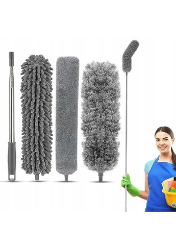 Телескопічна щітка для прибирання збору пилу сміття павутини зі змінними насадками 38-212 см (479025-Prob) Unbranded (315452465)