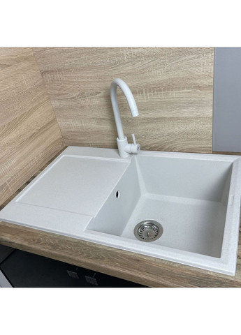 Мойка кухонная Horizon, искусственный камень, прямоугольный, с крылом, 780х495х230мм, чаша - 1, врезная, Old stone Adamant (371632913)