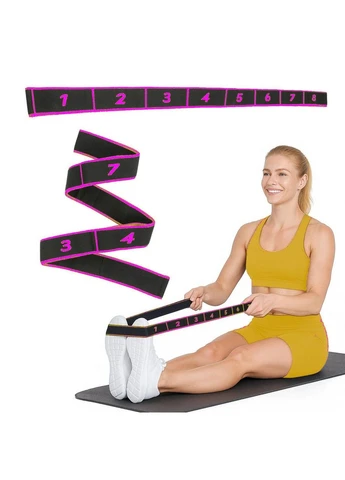 Резинка для фитнеса с петлями 86,5 х 4см черно-розовая Gymtek (393642786)