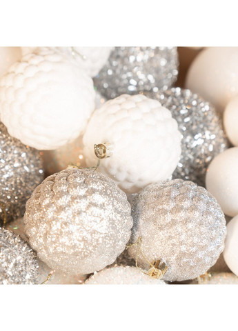Набір ялинкових іграшок куль SGX "Блиск" 40 шт. Срібний. Подарунковий набір ялинкових кульок Кульки на ялинку новорічні Yalynkar (366964386)