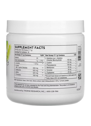 Комплекс аминокислот, вкус лимона, Amino Complex, 231 г Thorne Research (322741153)