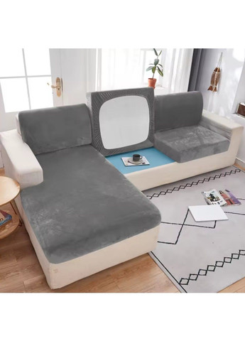 Чохол для сидінь та спинок дивана сірий Gray Велюр-спандекс Slavich (370269232)