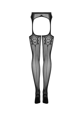 Сітчасті панчохи-стокінги зі стрілкою Garter stockings S314, чорні, імітація гартері Obsessive (297572815)