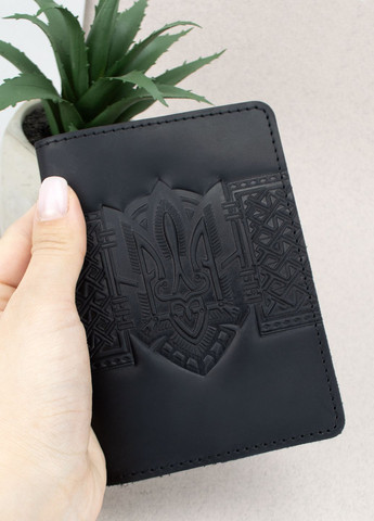 Подарунковий чоловічий набір №86: портмоне + ремень + обкладинка на паспорт (чорний) HandyCover (278320062)