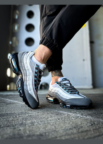 Сірі всесезон кросівки чоловічі nike air max 95 baltic blue gray | найк аір макс 95 сірі No Brand
