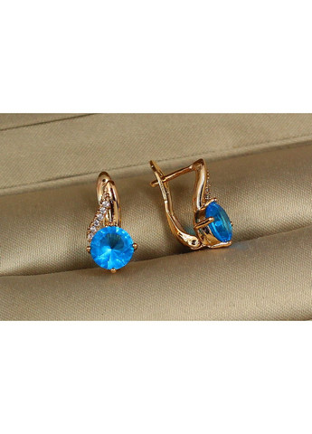 Сережки Билина з блакитним каменем 1,5 см золотисті love-shopping Xuping Jewelry (354660835)