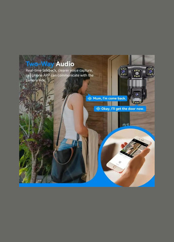 Уличная поворотная 4G IP камера видеонаблюдения EVKVO SC28 V380 Pro | 3 Линзы | 16MP Kamille (371357458)