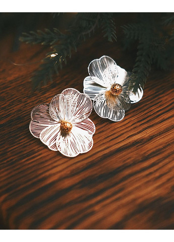 Премиум серьги "Цветок" с меди и серебряным гвоздиком TATON (363052488)