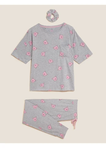 Сіра піжамний комплект із принтом percy pig Marks & Spencer