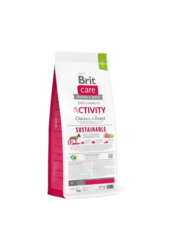 Сухой корм Dog Sustainable Activity для собак с повышенной активностью, с курицей и насекомыми, 12 кг Brit Care (362701086)