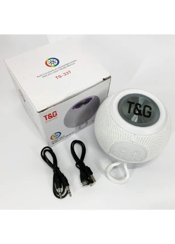 Беспроводная мощная колонка TG337 с Bluetooth, RGB-подсветкой и радио. Цвет: белый T&G (373394840)