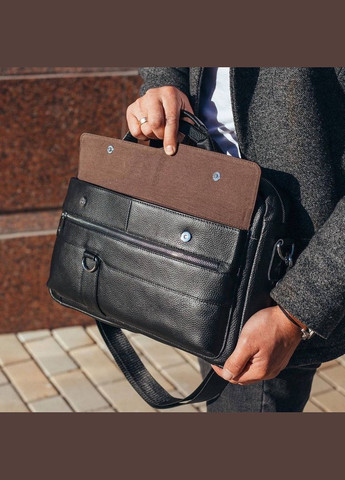 Кожаная мужская сумка-портфель для документов и ноутбука черная MK39848 Tiding Bag (359380716)