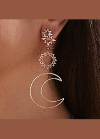 Серьги золотистые Солнце и Луна No Brand (276535717)