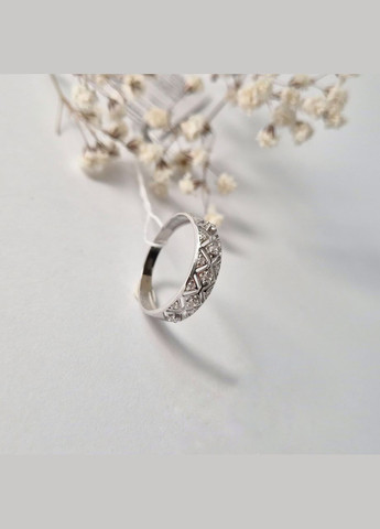 Серебряное кольцо с Белыми камнями 18.5 размер серебро 925 пробы Родированное 1592к 1.60г No Brand (306741500)