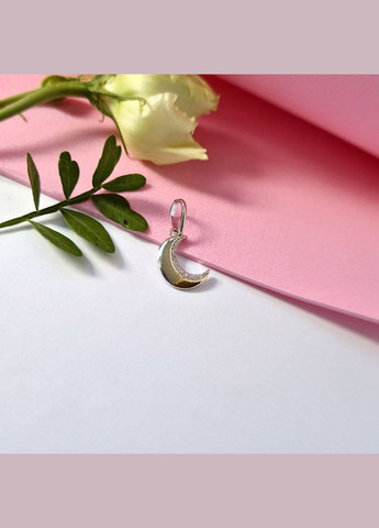 Серебряная подвеска оберег амулет Лунница с Белыми камнями серебро 925 пробы Родированное 3230р 1.10г No Brand (306741183)