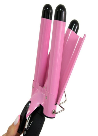 Потрійна плойка для завивки волосся GM-1956 з керамічним покриттям Рожевий Gemei (302311102)