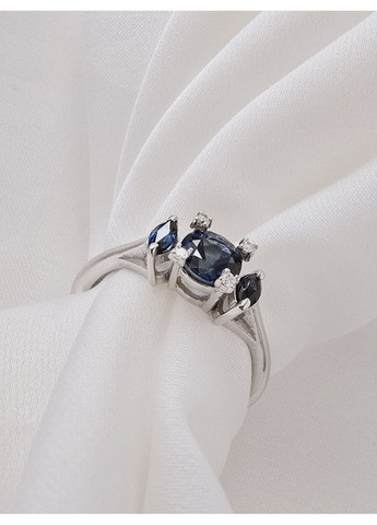 Золотое кольцо с сапфирами и бриллиантами (16р) 11350-7к. Багет (371683334)