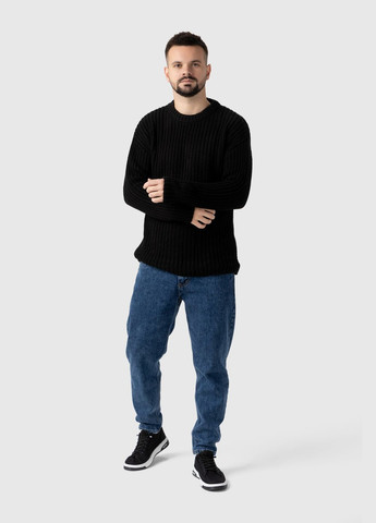 Чорний демісезонний джемпер однотонний чоловічий 2876 Lagos