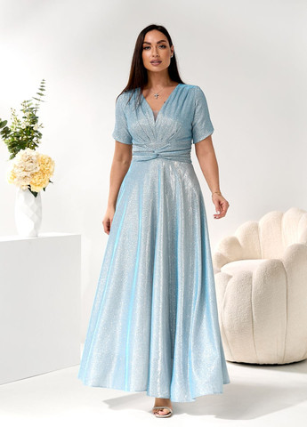 Голубое праздничный, карнавальный, коктейльное, вечернее вечернее платье макси с глиттером блестящее ампир праздничное колокол, клеш, в стиле ампир No Brand однотонное