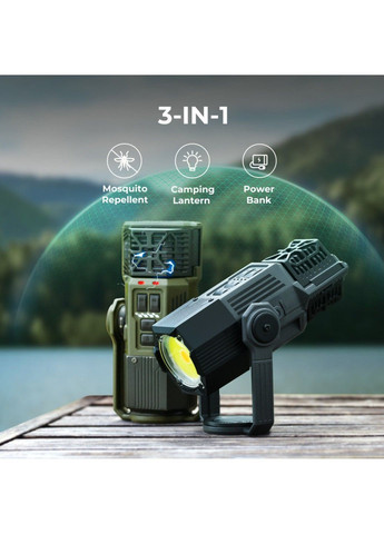 Кемпінговий фумігатор-ліхтар Flextail Evo Repel з функцією Power Bank Type-C (Зелений) No Brand (332634670)