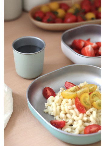 Набор: тарелка, миска, стакан металлический 4+ оливковый, арт. 913583 Beaba (370271559)