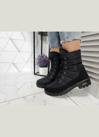 Чоботи зимові дутики на хутрі на шнурівці чорні (24 см) sp-2944 No Brand (289728593)