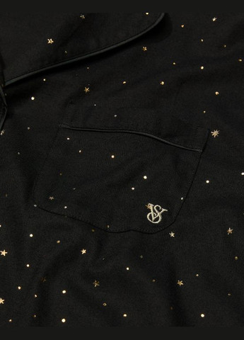 Чорна піжама фланель flannel long pajama set (сорочка+штани)чорна зірочки Victoria's Secret