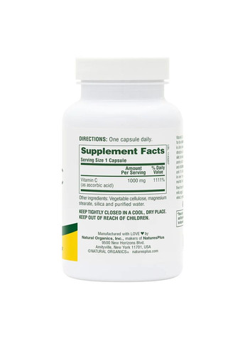 Витамины и минералы Vitamin C 1000 mg, 90 вегакапсул Natures Plus (322291937)