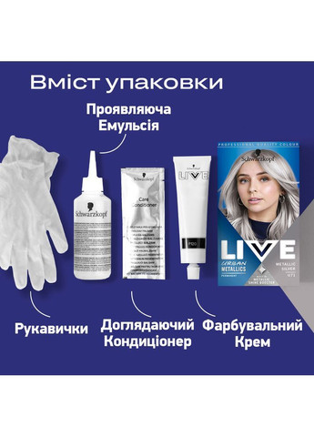 Фарба для волосся Schwarzkopf Urban Metallics U71 Metallic Silver Live 9000101234978.0 (367019949)