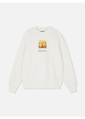 Молочний світшот фліс,молочний з принтом, Primark (368157611)