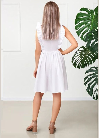 Білий кежуал літня сукня із завищеною талією Fashion Girl однотонна