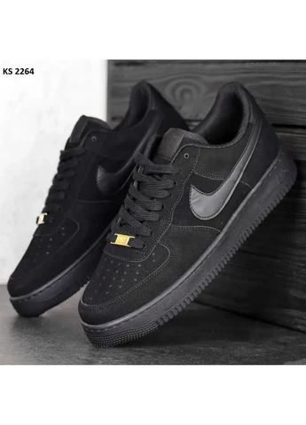Черные демисезонные кроссовки мужские nike air force low black найк аир форс черные No Brand