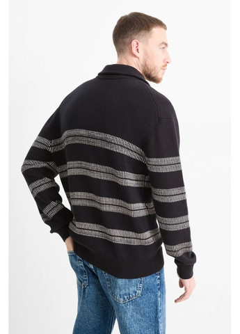 Черный демисезонный зип свитер из хлопка C&A