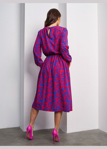 Синя повсякденний сукні а-силует ISSA PLUS з квітковим принтом