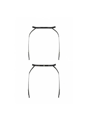Чорний демісезонний пояс-стрепи з підв'язками для панчох exclusive meggy garter belt black - cherrylove Passion