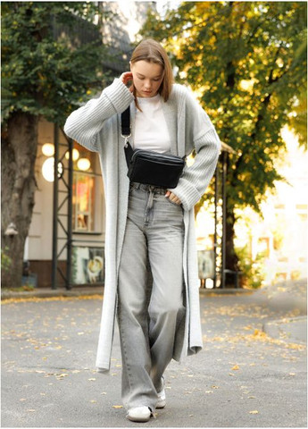 Жіноча сумка бананка на пояс із натуральної шкіри Чорна (812024616) Sambag (360965606)