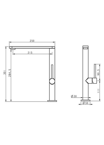 Змішувач для умивальника EKO4G-01 високий, нержавіюча сталь, оружійна сталь Wezer (373267132)