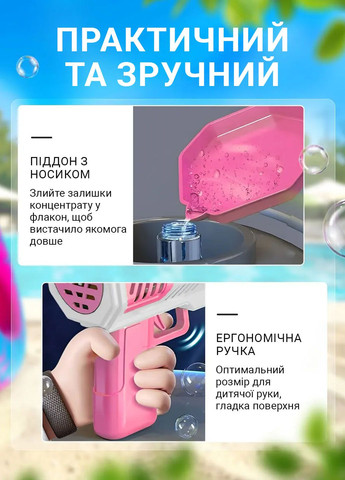 Детский пистолет для мыльных пузырей Bazooka Rocket генератор мыльных пузырей No Brand (341485406)
